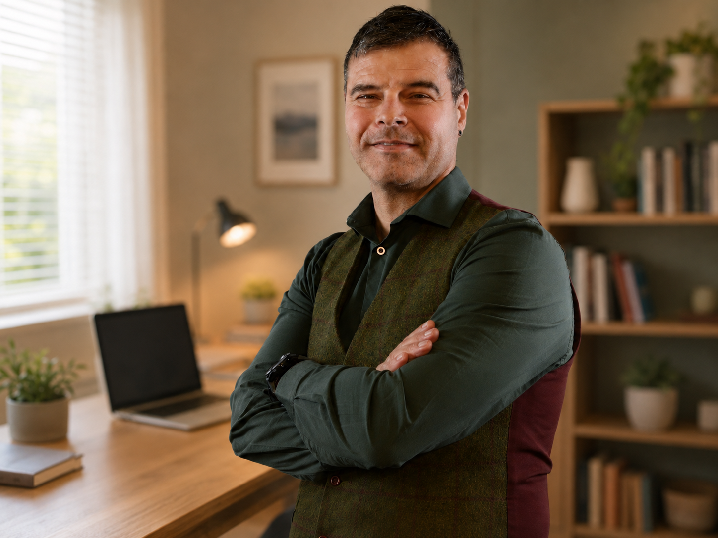 Steven Paul, HCPC-registered dietitian, in a home-office setting